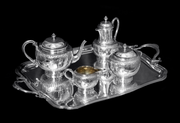 Odiot - 5pc Antique French 19th Century Sterling Silver and Vermeil Tea Set in Near New Condition !