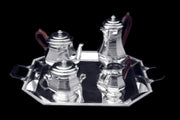 Puiforcat (Hermes) & Christofle: 5pc. Original French Art Deco Sterling Silver Tea Set - MINT !