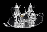 French - 4pc Antique 950 Sterling Silver Tea Set + Christofle Tray