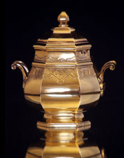 Henin & Cie - 5pc. Antique French Vermeil Tea Set + Storage Wraps
