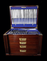 Maple & Co. - Magnificant 248pc. Victorial Sterling Silver and Vermeil Flatware Set with Storage Chest !