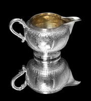 Odiot - 5pc Antique French 19th Century Sterling Silver and Vermeil Tea Set in Near New Condition !