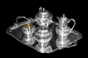 Odiot - 5pc Antique French 19th Century Sterling Silver and Vermeil Tea Set in Near New Condition !