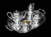 Odiot & Puiforcat - 5pc Antique French 19th Century Sterling Silver and Vermeil Tea Set in Near New Condition !