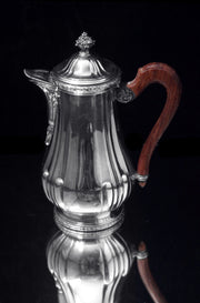 Puiforcat (Hermes): 4pc. Antique French Louis XVI Sterling Silver Tea Set + Tetard Sterling Serving Tray - MINT !