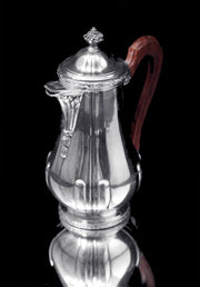 Puiforcat (Hermes): 4pc. Antique French Louis XVI Sterling Silver Tea Set + Tetard Sterling Serving Tray - MINT !