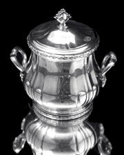 Puiforcat (Hermes): 4pc. Antique French Louis XVI Sterling Silver Tea Set + Tetard Sterling Serving Tray - MINT !