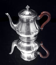 Puiforcat (Hermes): 4pc. Antique French Louis XVI Sterling Silver Tea Set + Tetard Sterling Serving Tray - MINT !