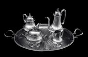 Queille - Magnificent 5pc. Antique French 950 Sterling Silver Tea Set + Storage Wraps.