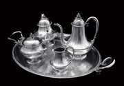 Queille - Magnificent 5pc. Antique French 950 Sterling Silver Tea Set + Storage Wraps.