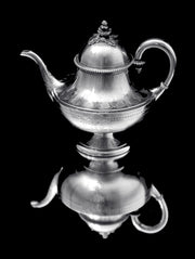 Queille - Magnificent 5pc. Antique French 950 Sterling Silver Tea Set + Storage Wraps.