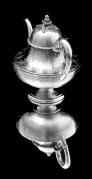 Queille - Magnificent 5pc. Antique French 950 Sterling Silver Tea Set + Storage Wraps.