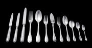 Puiforcat (Hermes) - 168pc. Antique French Sterling Silver Flatware Set (Vauban) Model + Storage Trays.