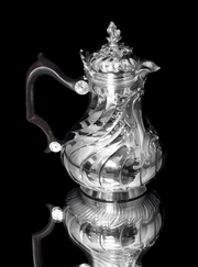 Risler & Carre - 5pc. Antique 19th Century French Sterling Silver & Vermeil Tea Set + Christofle Serving Tray !