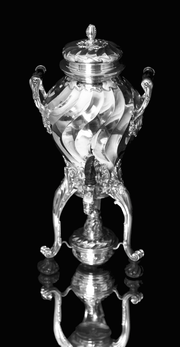 Risler & Carre - 5pc. Antique 19th Century French Sterling Silver & Vermeil Tea Set + Christofle Serving Tray !