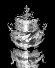 Risler & Carre - 5pc. Antique 19th Century French Sterling Silver & Vermeil Tea Set + Christofle Serving Tray !