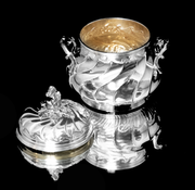 Risler & Carre - 5pc. Antique 19th Century French Sterling Silver & Vermeil Tea Set + Christofle Serving Tray !
