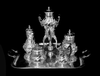 Risler & Carre - 5pc. Antique 19th Century French Sterling Silver & Vermeil Tea Set + Christofle Serving Tray !