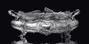 French: 2pc. Antique 19th Century Silver Plate Table Centerpiece, Excellent Condition, Rocaille Model, 1890s
