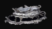 French: 2pc. Antique 19th Century Silver Plate Table Centerpiece, Excellent Condition, Rocaille Model, 1890s