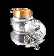 Orfevre Gallia - 7pc. Extremely Rare, Original French Art Nouveau Silver Plate Tea Set Including Serving Tray and “Carnation” hors-d'œuvre Serving Platter !