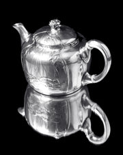 Orfevre Gallia - 7pc. Extremely Rare, Original French Art Nouveau Silver Plate Tea Set Including Serving Tray and “Carnation” hors-d'œuvre Serving Platter !