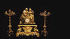 Charles V - Commemorative Gold Plated Bronze and Black Marble Mantel Clock Set