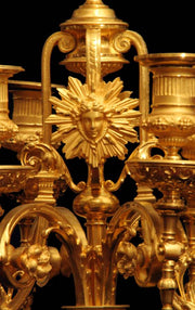 Barbedienne Style - Antique French Gold Plated Bronze Mantel Clock & Candelabra - 1860s
