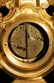 Barbedienne Style - Antique French Gold Plated Bronze Mantel Clock & Candelabra - 1860s
