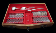 Lapparra - 328pc. Antique Louis XVI French 950 Sterling Silver Flatware Set + Cabinet