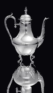 Coignet - 4pc. French 950 Sterling Silver Tea Set + Christofle Serving Tray