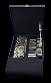 Ravinet Denfert - 120pc. Antique French 950 Art Deco Sterling Silver Flatware Set, No Monograms.