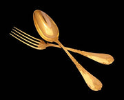Societe Parisienne d'Orfevrerie (Odiot) - 184pc. French Gold Plated Sterling Silver (Vermeil) Flatware Set + Cabinet