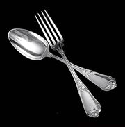 Caron - 197pc. Antique French 950 Sterling Silver & Vermeil Flatware Set, Marly Pattern !