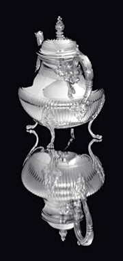 Coignet - 4pc. French 950 Sterling Silver Tea Set + Christofle Serving Tray