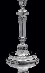 Tetard - Two Large 4-Candle Antique Louis XV French 950 Sterling Silver Candelabra + Storage Wraps, Museum Quality.