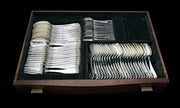 Tetard - 185pc Original French Art Deco Sterling Silver Flatware Set + 5 Drawer Storage Cabinet & 17 Serving Pieces.