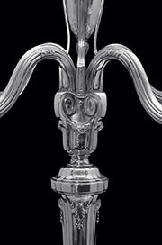 Tetard - Two Large 4-Candle Antique Louis XV French 950 Sterling Silver Candelabra + Storage Wraps, Museum Quality.