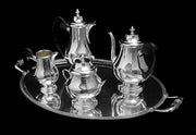French - 4pc Antique 950 Sterling Silver Tea Set + Christofle Tray