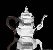 Tetard & Coignet - 5pc. Original French (Gatsby Era) Art Deco 950 Sterling Silver Tea Set + Storage Wraps, Museum Quality