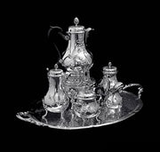 BB Antique 5pc French 950 Sterling Silver Tea Set, Christofle Serving Tray., 7pcs.
