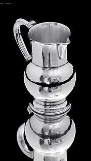 Puiforcat (Hermes) - 6pc. Hammer Finish 950 Sterling Silver Art Deco Tea Set + Serving Tray