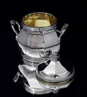 Tetard & Christofle - 4pc Art Deco "Gatsby Era" Tetard 950 Sterling Silver Tea Set + Christofle Serving Tray, 1920s, Museum Quality