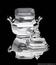 Tetard & Coignet - 5pc. Original French (Gatsby Era) Art Deco 950 Sterling Silver Tea Set + Storage Wraps, Museum Quality