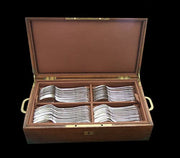 Olier & Caron - 84pc. Antique French 950 Sterling Silver Flatware Set, Mother of Pearl Knives.