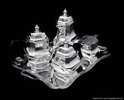 Tetard & Coignet - 5pc. Original French (Gatsby Era) Art Deco 950 Sterling Silver Tea Set + Storage Wraps, Museum Quality