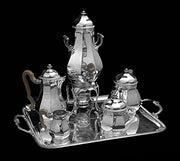 Tetard Freres - 6pc. French Original Art Deco (Gatsby Era) 950 Sterling Silver Tea Set + Storage Wraps, Museum Quality.