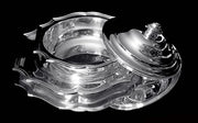 Tetard - 7pc. Original French Art Deco 950 Sterling Silver Table Serving Set + Storage Wraps