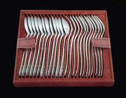 Thomas & Henin - 95pc. (Service for 24) Louis XVI French 950 Sterling Silver Dessert Flatware Set + Storage Chest