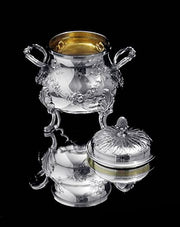 BB Antique 5pc French 950 Sterling Silver Tea Set, Christofle Serving Tray., 7pcs.